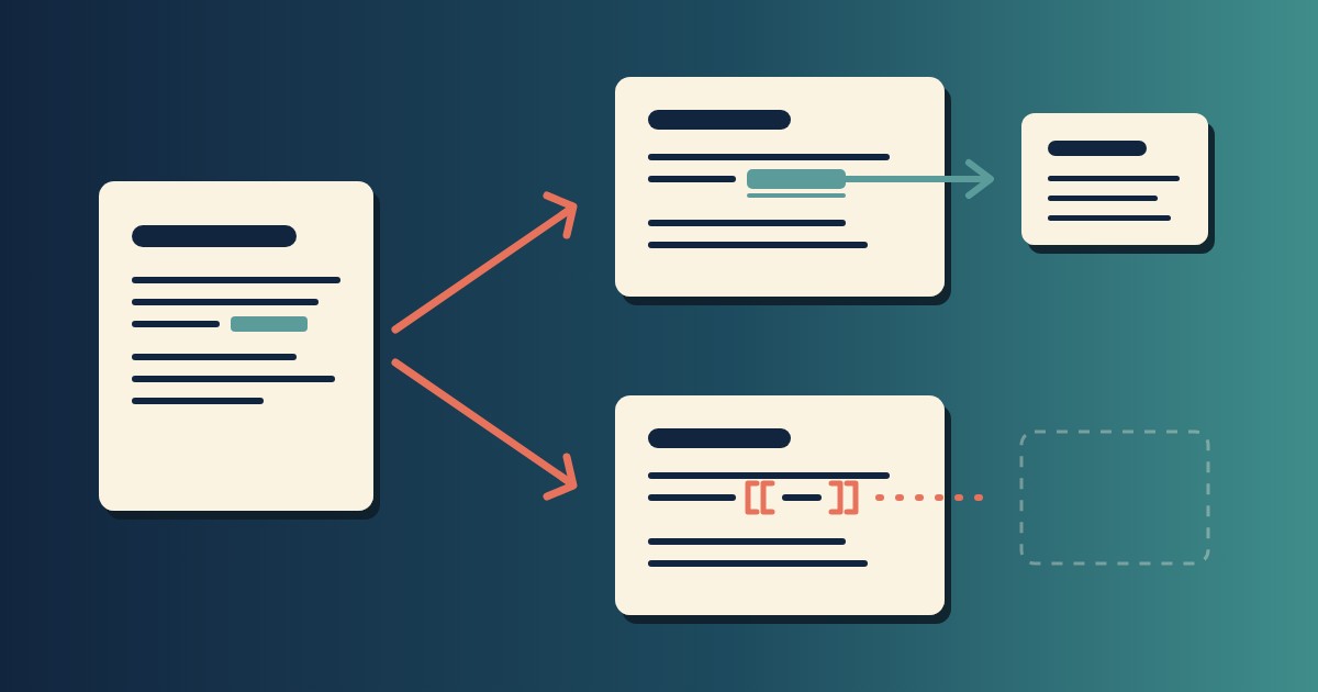 One note passed between two apps: on the left its link stays a link, on the right the same link arrives as text with its double brackets still on